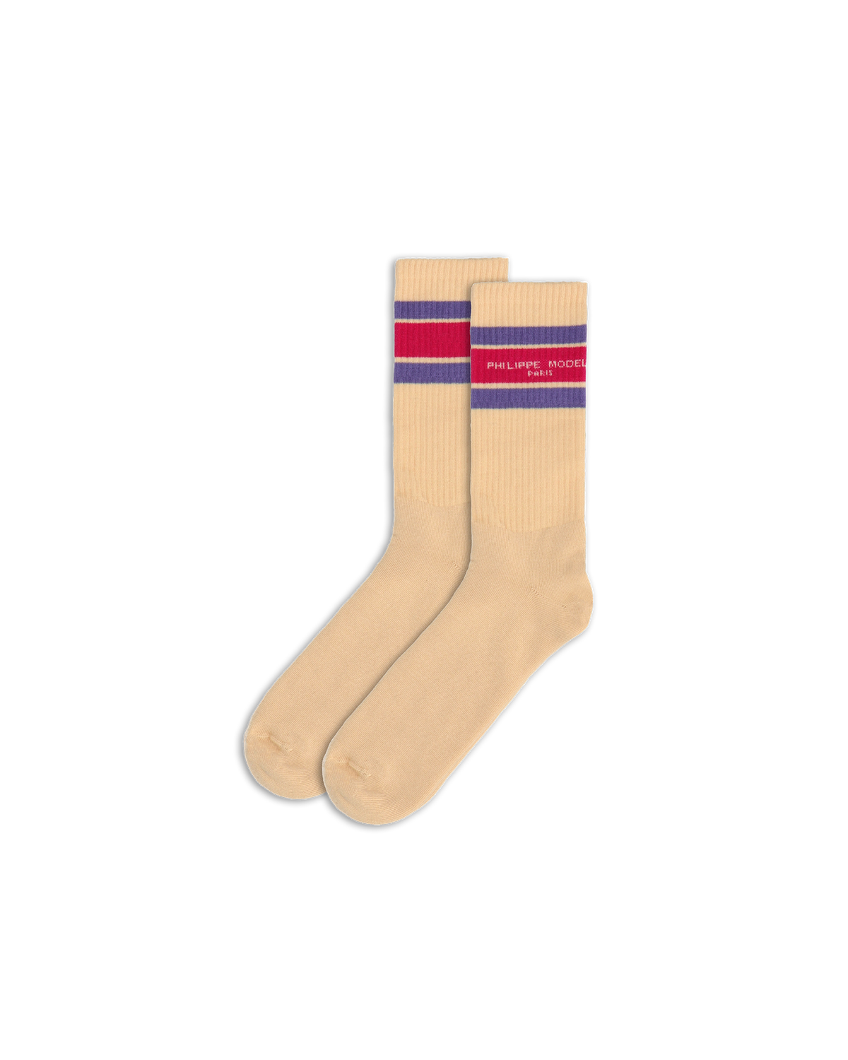 CHAUSSETTE ANTOINE COTON UNISEX BEIGE FUCSIA VIOLET