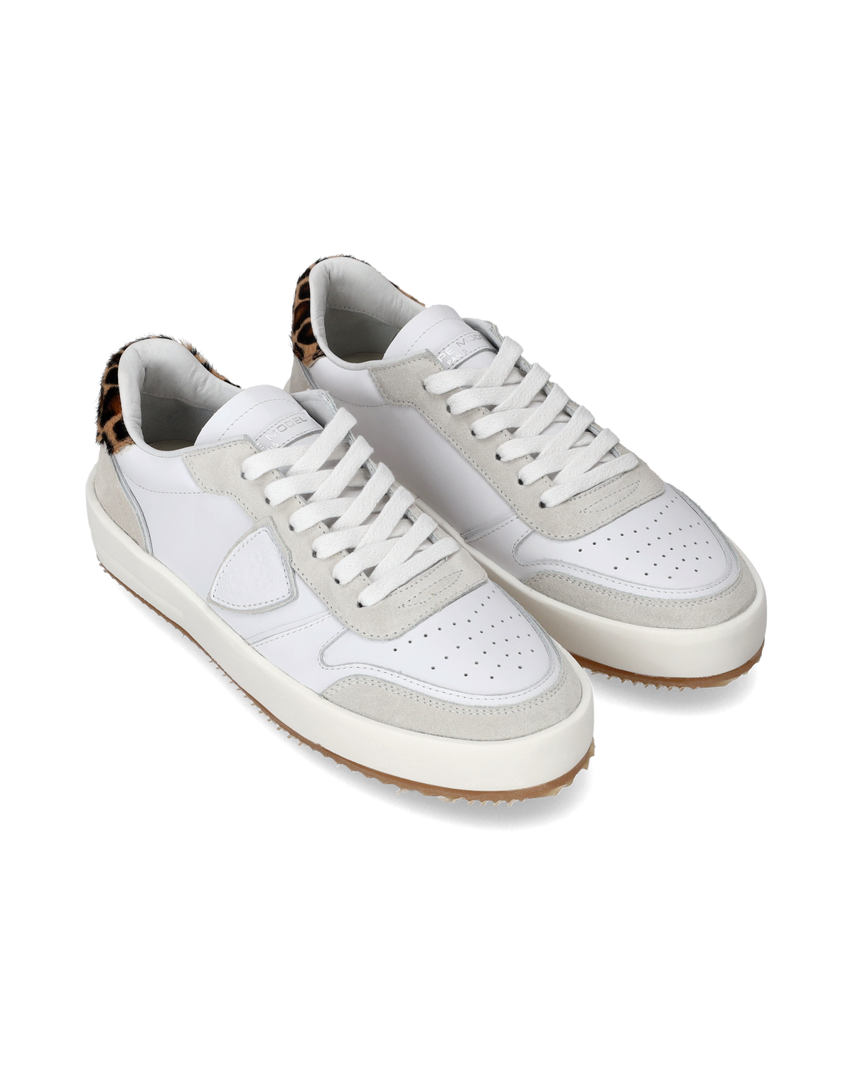SNEAKERS STREETWEAR NICE WOMEN VEAU ANIMALIER BLANC LEO