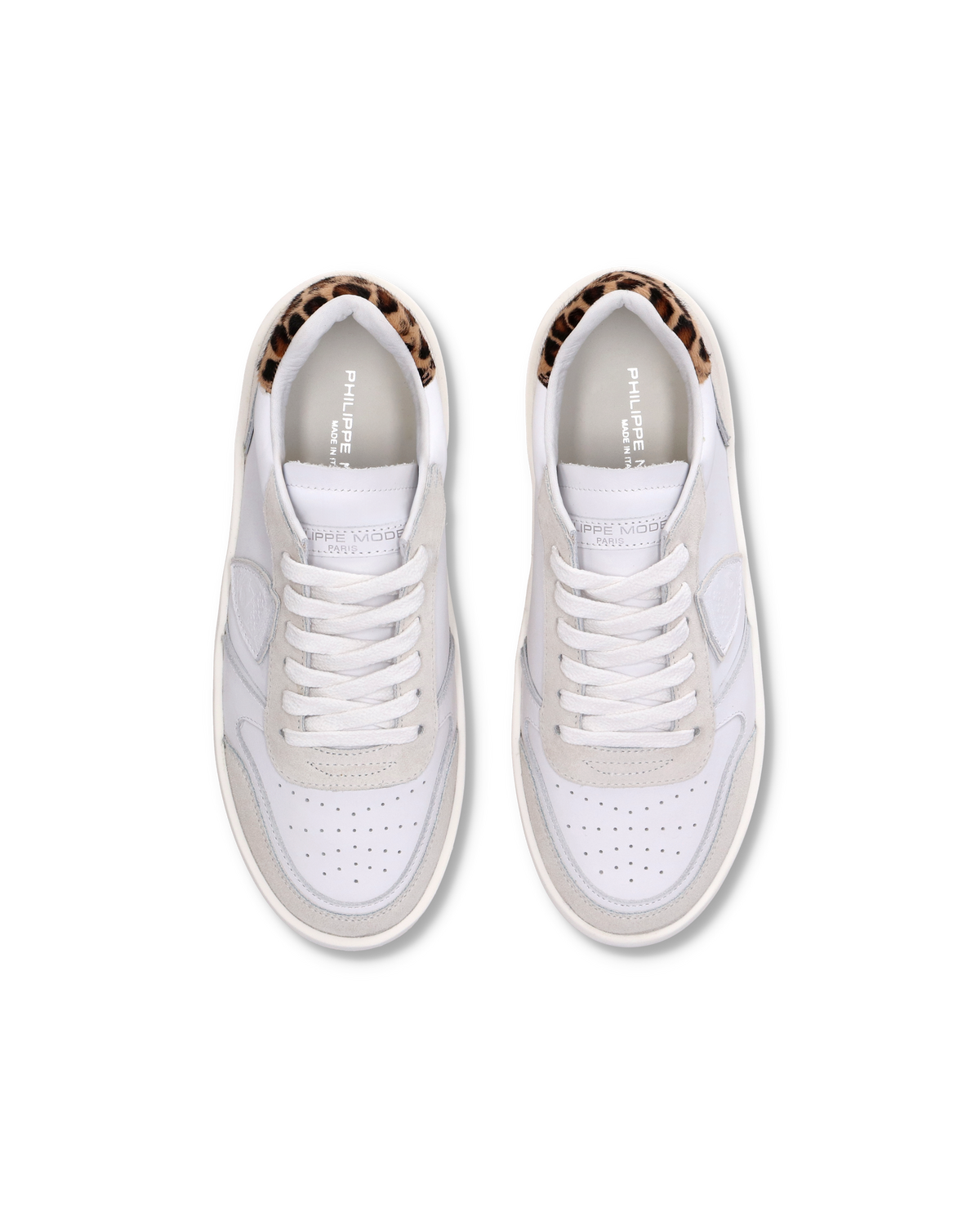 SNEAKERS STREETWEAR NICE WOMEN VEAU ANIMALIER BLANC LEO